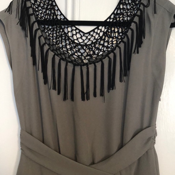 BCBG gray fringe neck dress. New with tags - Picture 2 of 3